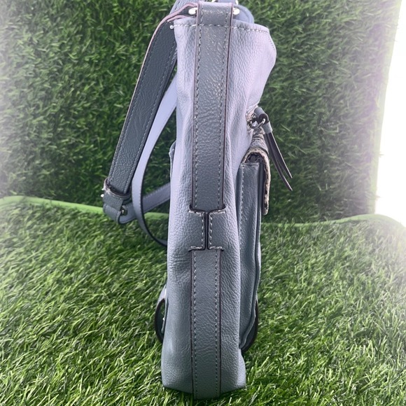 Simply Vera Vera Wang Crossbody Bag Blue Gray Snake Print Leather Purse - Picture 10 of 12